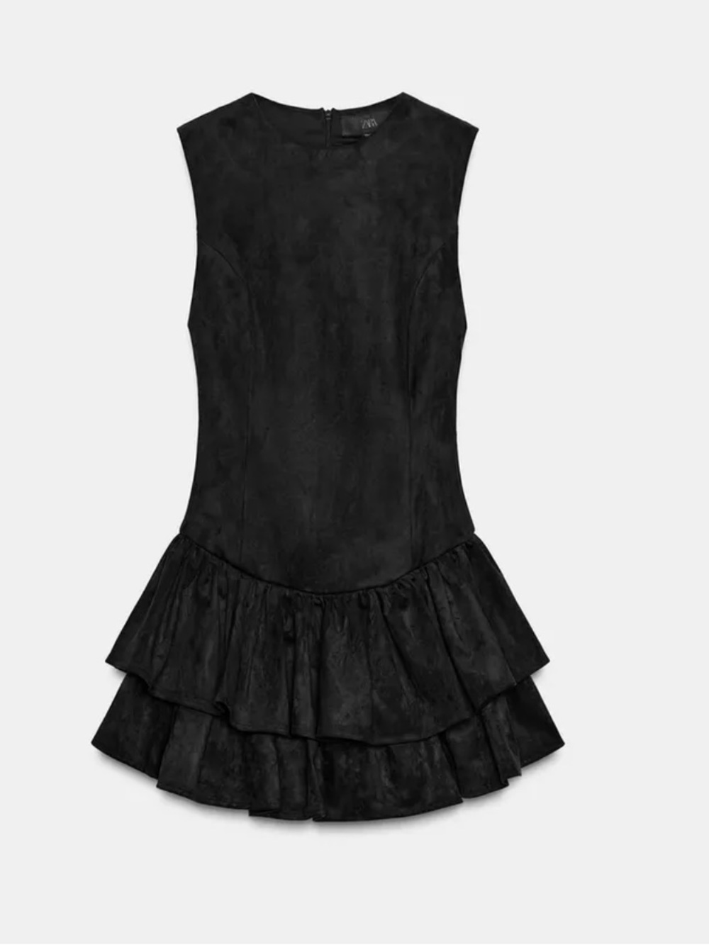 Zara NWT short faux suede romper dress with ruffles black 4764/279 - Picture 7 of 12